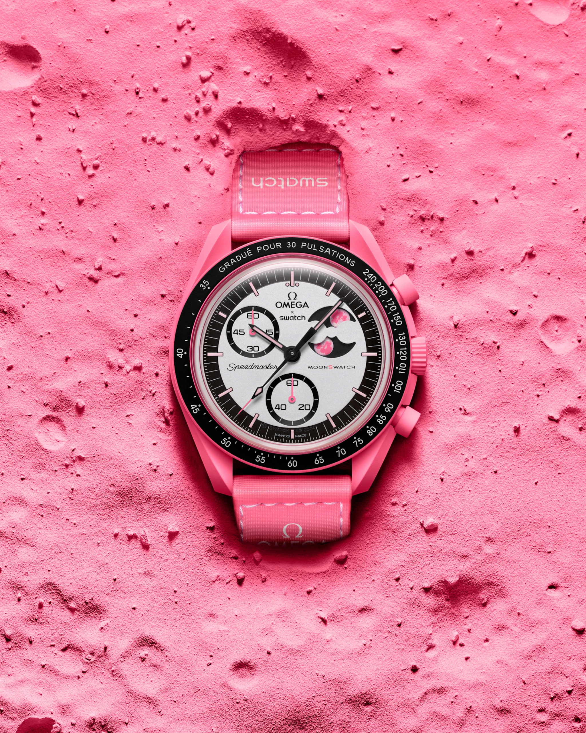 ساعت مچی یونی‌سکس امگا سواچ MISSION ON PINK MOON PHASE